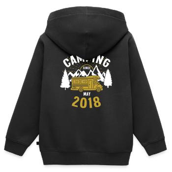 Birthday: Camping since May 2018 Motorhome - Kids Premium Organic Zip-up Hoodie - black - Back - AI Model Kid Male (0cm)