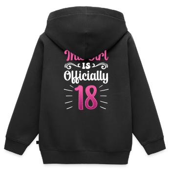 Cette fille a officiellement 18 dix-huit ans fête - Sweat Premium à capuche zippé enfant bio - noir - Dos - AI Model Kid Male (0cm)