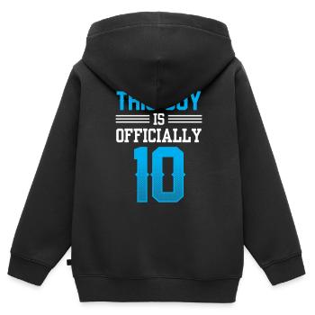 Ce gars a officiellement 18 dix-huit ans - Sweat Premium à capuche zippé enfant bio - noir - Dos - AI Model Kid Male (0cm)