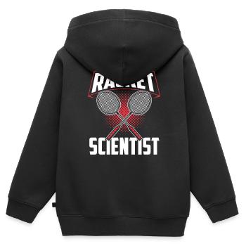 Schläger Wissenschaftler Racket Scientist - Kinder Premium Organic Zip Hoodie - Schwarz - Hinten - AI Model Kid Male (0cm)