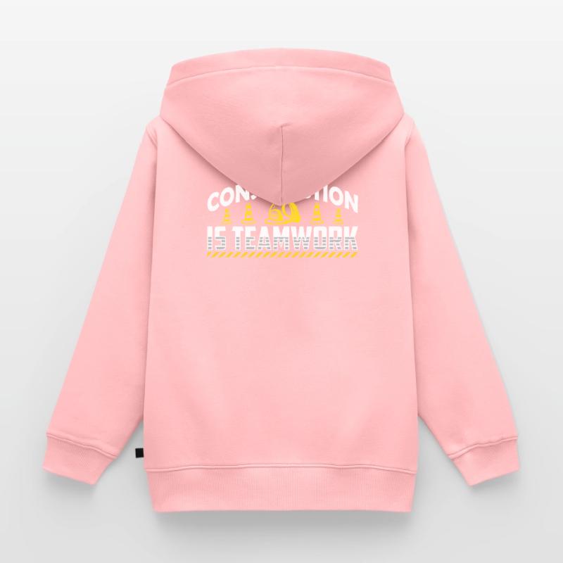 Construction work is teamwork Teamwork Construction site construction Kids Premium Organic Zip-up Hoodie