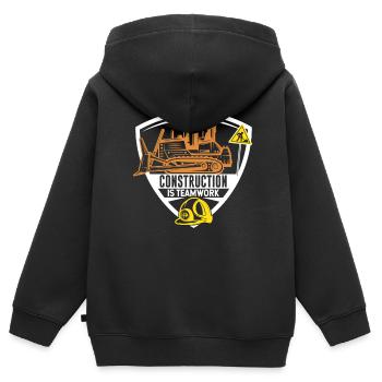 Construction work is teamwork Construction Teamwork Construction site - Kids Premium Organic Zip-up Hoodie - black - Back - AI Model Kid Male (0cm)