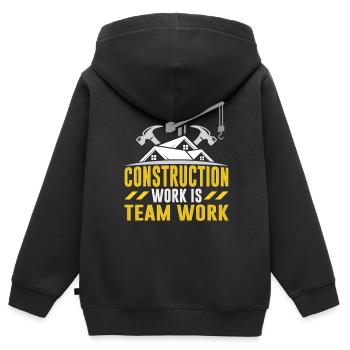 Construction work is teamwork Teamwork Construction site construction - Kids Premium Organic Zip-up Hoodie - black - Back - AI Model Kid Male (0cm)