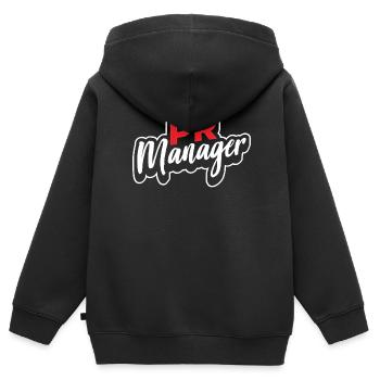 Pr Manager Profession Relations Publiques - Sweat Premium à capuche zippé enfant bio - noir - Dos - AI Model Kid Male (0cm)