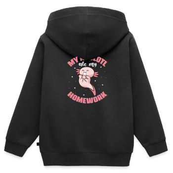 Axolotl - Kinder Premium Organic Zip Hoodie - Schwarz - Hinten - AI Model Kid Male (0cm)