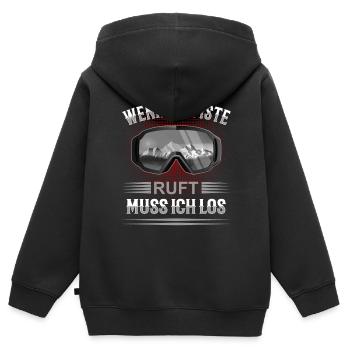 Wenn die Piste ruft Skifahren Wintersport - Kinder Premium Organic Zip Hoodie - Schwarz - Hinten - AI Model Kid Male (0cm)