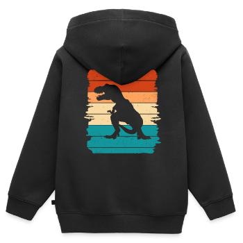 T-Rex - Sweat Premium à capuche zippé enfant bio - noir - Dos - AI Model Kid Male (0cm)