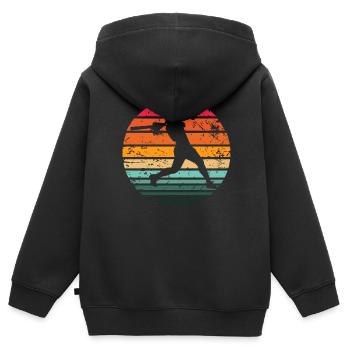 Baseball - Kinder Premium Organic Zip Hoodie - Schwarz - Hinten - AI Model Kid Male (0cm)