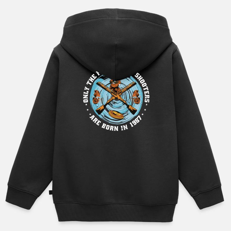 Pigeons d’argile nés en 1987 anniversaire - Sweat Premium à capuche zippé enfant bio - noir