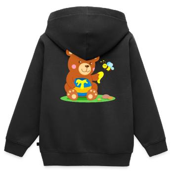 L’ours et l’abeille - Sweat Premium à capuche zippé enfant bio - noir - Dos - AI Model Kid Male (0cm)