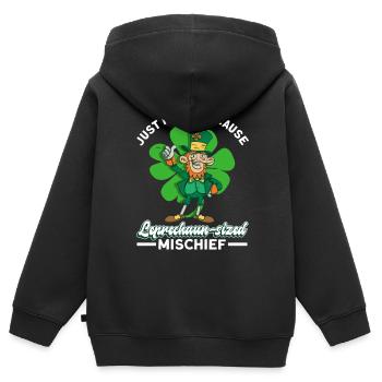Irlande Irish Leprechaun St Patrick’s Day Funny - Sweat Premium à capuche zippé enfant bio - noir - Dos - AI Model Kid Male (0cm)