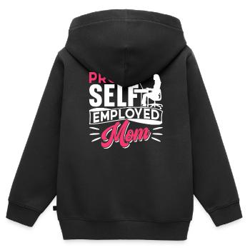Fière mère auto-travailleuse - Sweat Premium à capuche zippé enfant bio - noir - Dos - AI Model Kid Male (0cm)