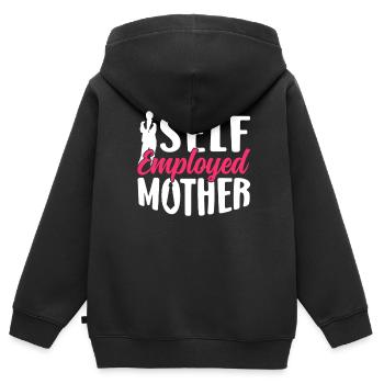 Indépendant Maman Freelance Indépendant - Sweat Premium à capuche zippé enfant bio - noir - Dos - AI Model Kid Male (0cm)