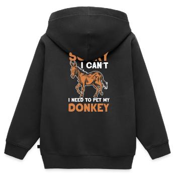 Ne puis-je pas avoir à caresser mon âne - Sweat Premium à capuche zippé enfant bio - noir - Dos - AI Model Kid Male (0cm)
