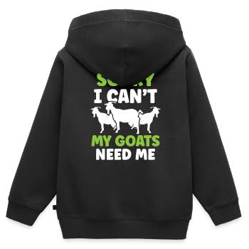 Malheureusement, mes chèvres n’ont pas besoin de moi animal - Sweat Premium à capuche zippé enfant bio - noir - Dos - AI Model Kid Male (0cm)