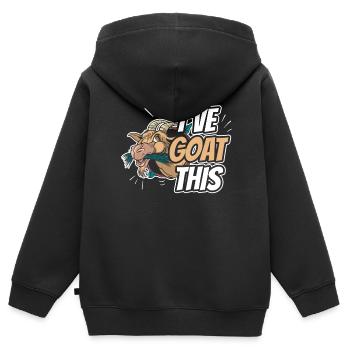 Ich Habe Das Im Griff I've Goat This Ziege Tier - Kinder Premium Organic Zip Hoodie - Schwarz - Hinten - AI Model Kid Male (0cm)