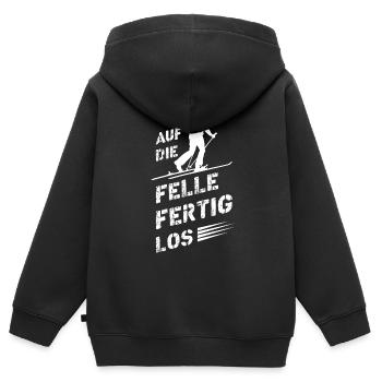 Auf die Felle Skitourengehen Wintersport - Kinder Premium Organic Zip Hoodie - Schwarz - Hinten - AI Model Kid Male (0cm)