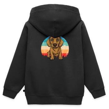 Dachshund Geschenk Dixie Wiener Doxie Dackel - Kinder Premium Organic Zip Hoodie - Schwarz - Hinten - AI Model Kid Male (0cm)