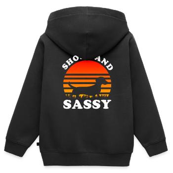 Dachshund Geschenk Dixie Wiener Doxie Dackel - Kinder Premium Organic Zip Hoodie - Schwarz - Hinten - AI Model Kid Male (0cm)