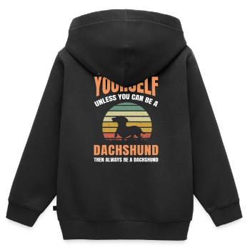 Dachshund Geschenk Dixie Wiener Doxie Dackel - Kinder Premium Organic Zip Hoodie - Schwarz - Hinten - AI Model Kid Male (0cm)
