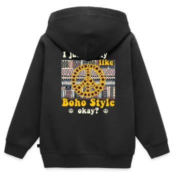 Hippie Peace Groovy Flowerpower Boho Woodstock - Kinder Premium Organic Zip Hoodie - Schwarz - Hinten - AI Model Kid Male (0cm)