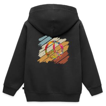 Hippie Peace Groovy Flowerpower Boho Woodstock - Kinder Premium Organic Zip Hoodie - Schwarz - Hinten - AI Model Kid Male (0cm)
