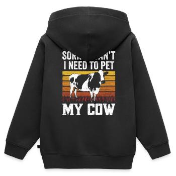 Ne puis-je pas avoir à caresser mes vaches - Sweat Premium à capuche zippé enfant bio - noir - Dos - AI Model Kid Male (0cm)