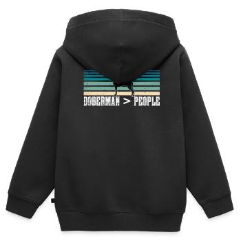 Doberman > humains Dobermans Doberman chiens - Sweat Premium à capuche zippé enfant bio - noir - Dos - AI Model Kid Male (0cm)