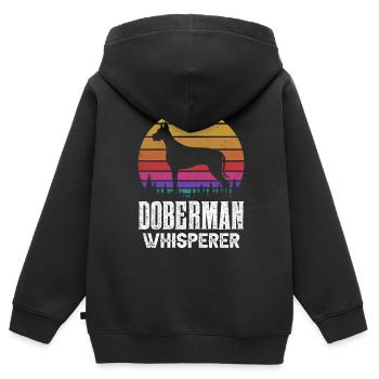 Doberman Whisperer Chiens Dobermans Doberman - Sweat Premium à capuche zippé enfant bio - noir - Dos - AI Model Kid Male (0cm)
