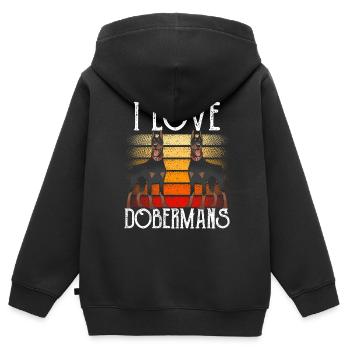 J’aime les dobermans chiens doberman doberman - Sweat Premium à capuche zippé enfant bio - noir - Dos - AI Model Kid Male (0cm)