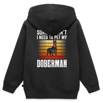 Ne puis-je pas avoir à caresser mon Doberman - Sweat Premium à capuche zippé enfant bio - noir - Dos - AI Model Kid Male (0cm)