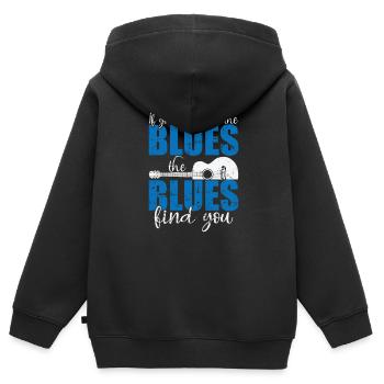 Si vous ne trouvez pas le Blues, les Blues vous trouvent - Sweat Premium à capuche zippé enfant bio - noir - Dos - AI Model Kid Male (0cm)
