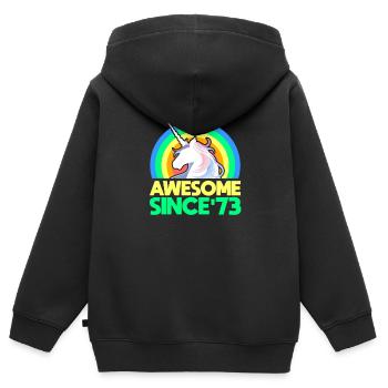 1973 - Sweat Premium à capuche zippé enfant bio - noir - Dos - AI Model Kid Male (0cm)