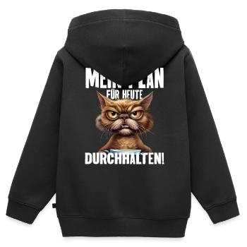 Mein Plan Für Heute Durchhalten! - Kinder Premium Organic Zip Hoodie - Schwarz - Hinten - AI Model Kid Male (0cm)