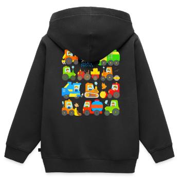 Véhicules agricoles Agriculture Tracteur Enfants - Sweat Premium à capuche zippé enfant bio - noir - Dos - AI Model Kid Male (0cm)
