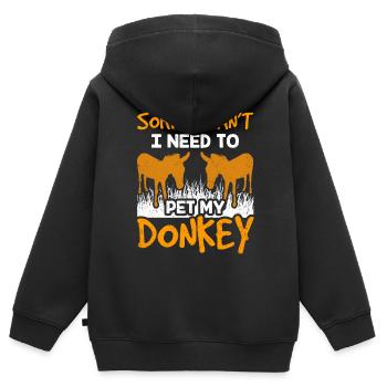 Ne puis-je pas avoir à caresser mon âne - Sweat Premium à capuche zippé enfant bio - noir - Dos - AI Model Kid Male (0cm)