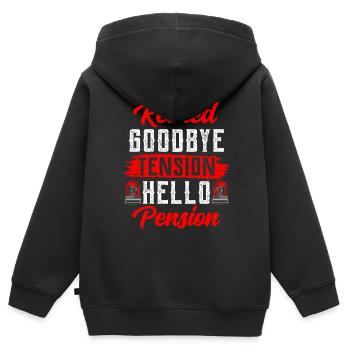 In retirement Goodbye Tension Hello Pension Police - Kids Premium Organic Zip-up Hoodie - black - Back - AI Model Kid Male (0cm)