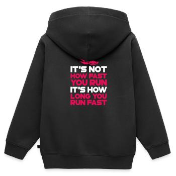 Courir - Sweat Premium à capuche zippé enfant bio - noir - Dos - AI Model Kid Male (0cm)