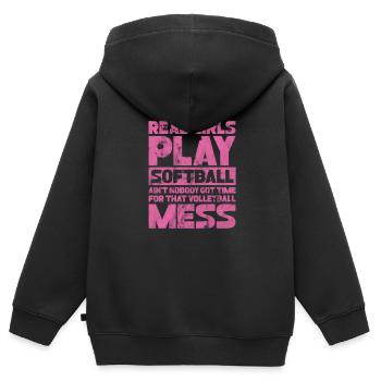 Softball - Sweat Premium à capuche zippé enfant bio - noir - Dos - AI Model Kid Male (0cm)