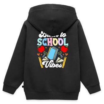 Back to School Vibes Back to School Back to School - Kids Premium Organic Zip-up Hoodie - black - Back - AI Model Kid Male (0cm)
