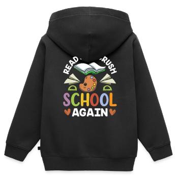 Bereit Die Schule Wieder Zu Erobern Schulstart - Kinder Premium Organic Zip Hoodie - Schwarz - Hinten - AI Model Kid Male (0cm)