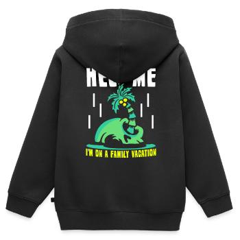 Hilfe Ich Bin Im Familienurlaub Familienferien - Kinder Premium Organic Zip Hoodie - Schwarz - Hinten - AI Model Kid Male (0cm)