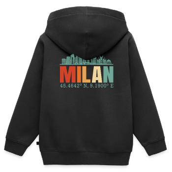 Milan - Kinder Premium Organic Zip Hoodie - Schwarz - Hinten - AI Model Kid Male (0cm)