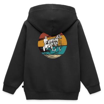 Trabrennpferd Trabrennsport Pferdesport Pferde - Kinder Premium Organic Zip Hoodie - Schwarz - Hinten - AI Model Kid Male (0cm)