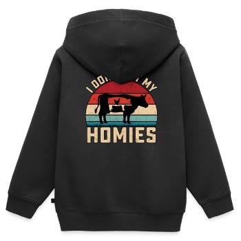 Je ne mange pas mes homies - Sweat Premium à capuche zippé enfant bio - noir - Dos - AI Model Kid Male (0cm)