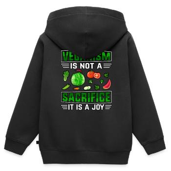Veganism is not a sacrifice it is a joy - Kids Premium Organic Zip-up Hoodie - black - Back - AI Model Kid Male (0cm)