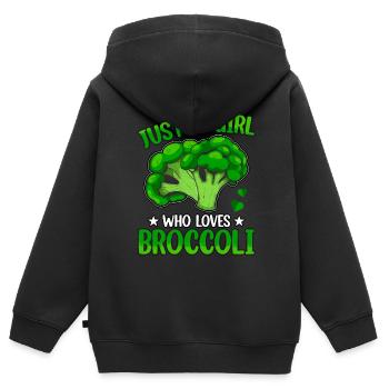 Juste une fille qui aime le brocoli - Sweat Premium à capuche zippé enfant bio - noir - Dos - AI Model Kid Male (0cm)
