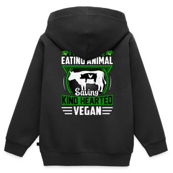 I am a kale eating animal saving kind hearted - Kinder Premium Organic Zip Hoodie - Schwarz - Hinten - AI Model Kid Male (0cm)