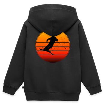 Slopestyle Herren Ski Jumping Freestyle Ski - Kinder Premium Organic Zip Hoodie - Schwarz - Hinten - AI Model Kid Male (0cm)