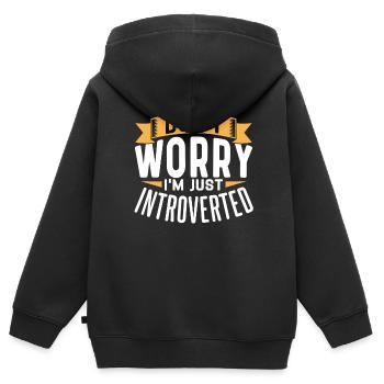 Keine Sorge Ich Bin Nur Introvertiert Schüchtern - Kinder Premium Organic Zip Hoodie - Schwarz - Hinten - AI Model Kid Male (0cm)
